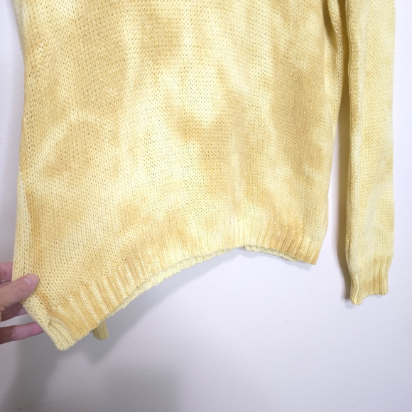 Wooden Ships Tie Dye Knit Sweater Yellow Crew Neck Pullover Lightweight M/L - Picture 4 of 10